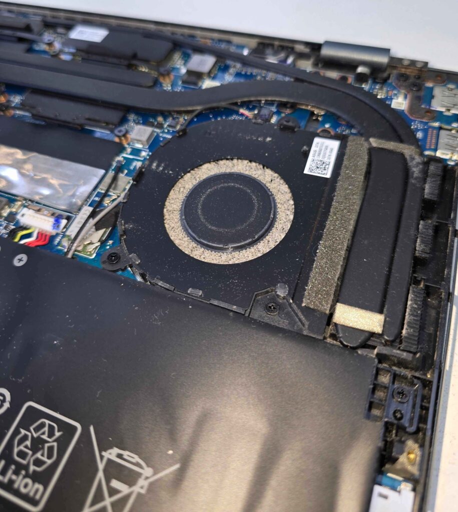 Laptop fan full of dust